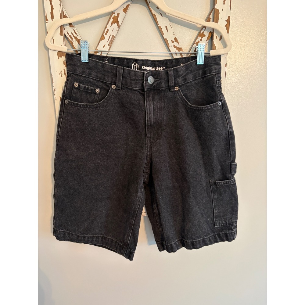Original Use Black Faded Carpenter Utility Denim Shorts Jorts Size 28